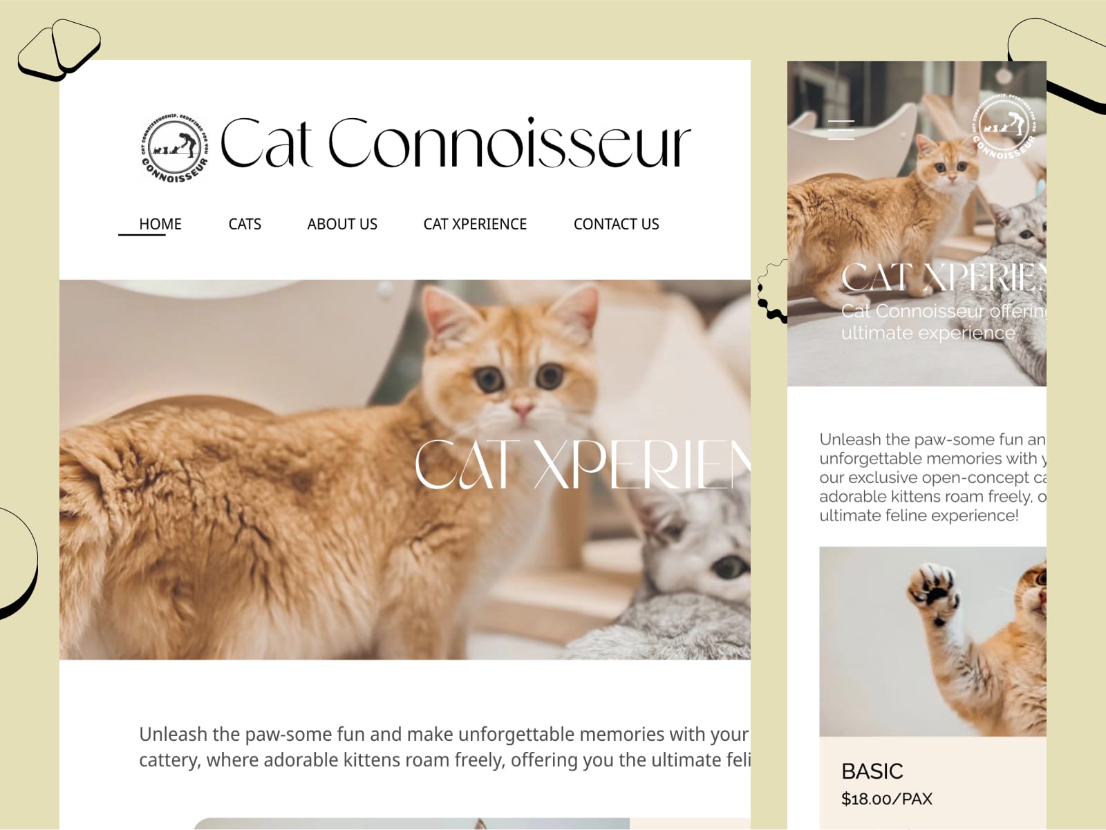 Cat Connoisseurs - Web Design case study
