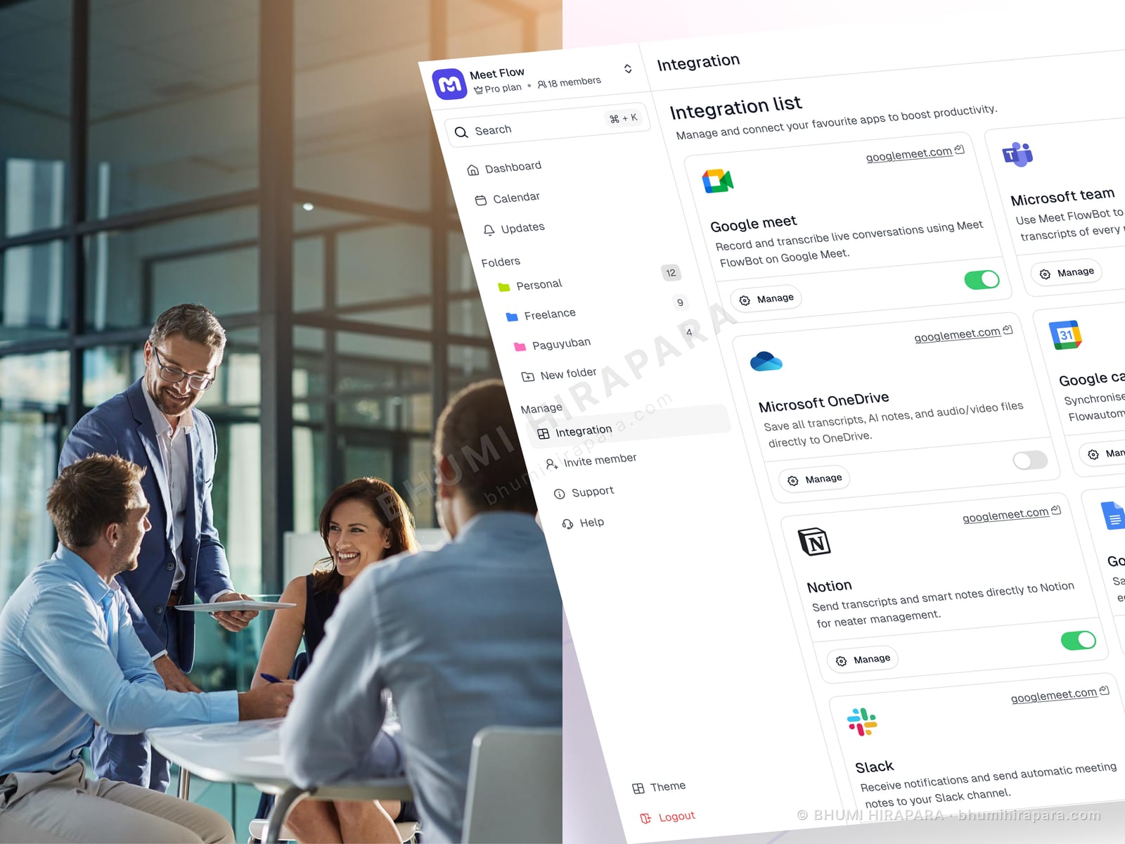 Meeting transcription view with synced text and playback controls